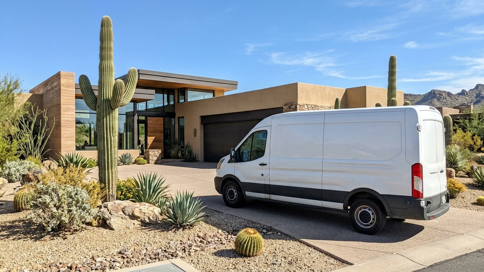Sub-Zero Appliances Repair service van parked outside a Scottsdale home